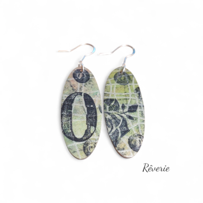 Vintage Script Oval Earrings